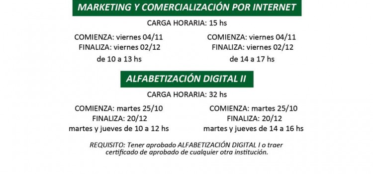 Formación en APL: última semana para inscribirse en los cursos de «Marketing y Comercialización por Internet» y «Alfabetización Digital»